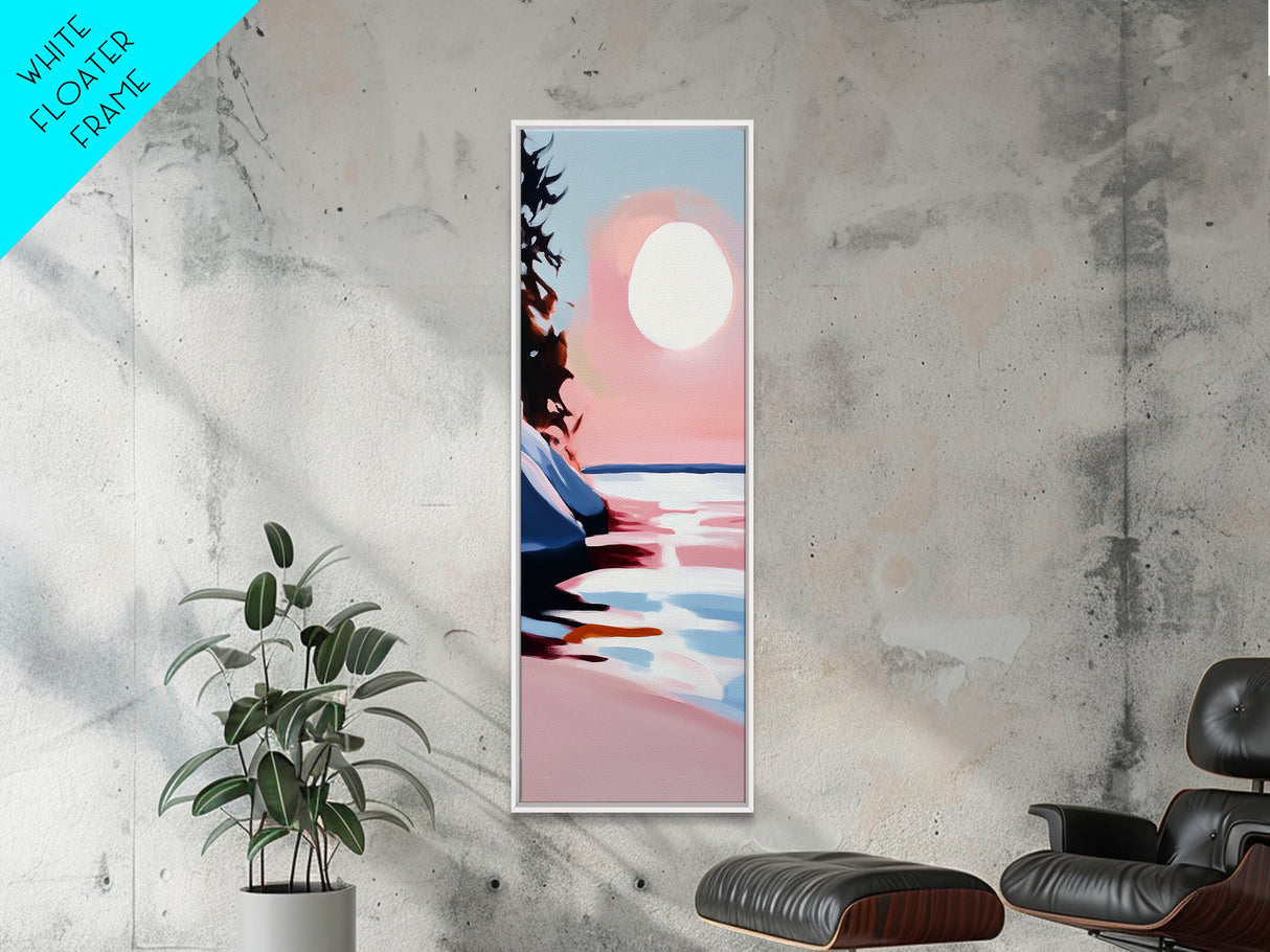 Sunset Beach, Ocean Landscape Painting, Warm Coastal Colors, Abstract Water Reflection, Modern Art, Canvas Print, Living Room Wall Art