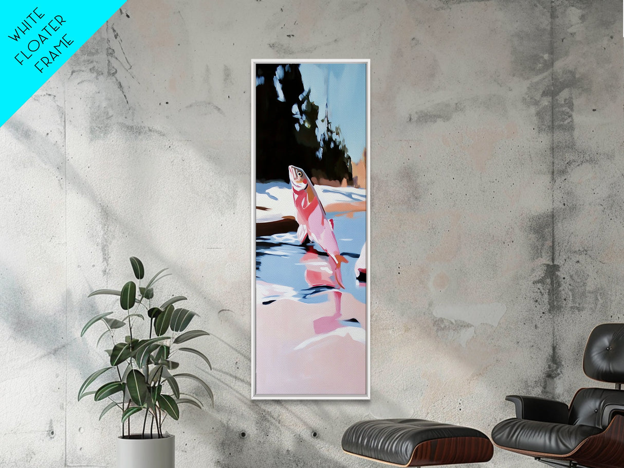 Jumping Fish, Nature Wall Art, Lake House Decor, Canvas Print, Outdoor Adventure, Fishing Theme, Rustic Aesthetic, Wildlife Painting