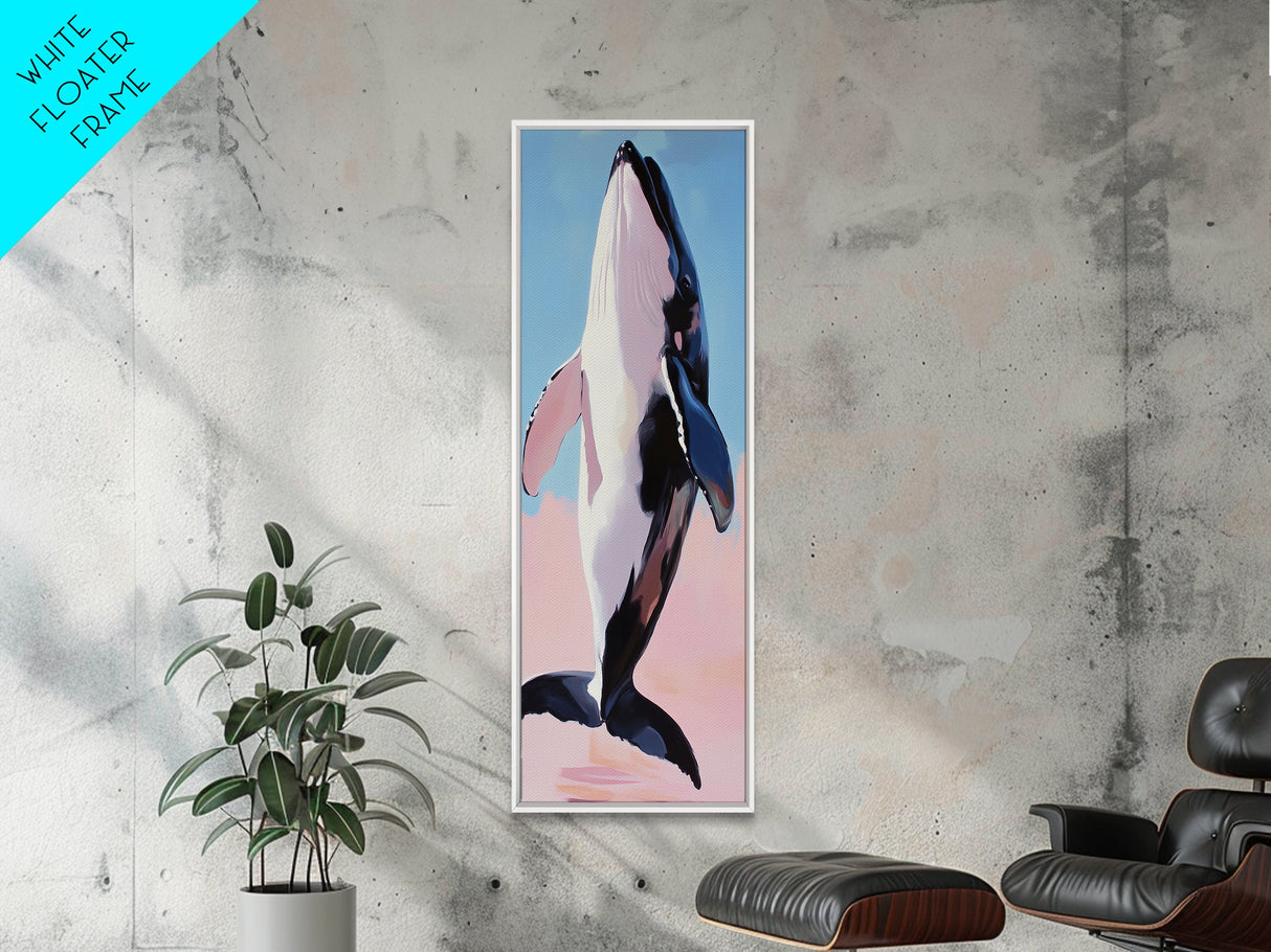 Jumping Whale, Ocean Waves, Marine Life, Canvas Print, Nautical Wall Art, Beach House Decor, Blue Coastal Art, Living Room Wall Art