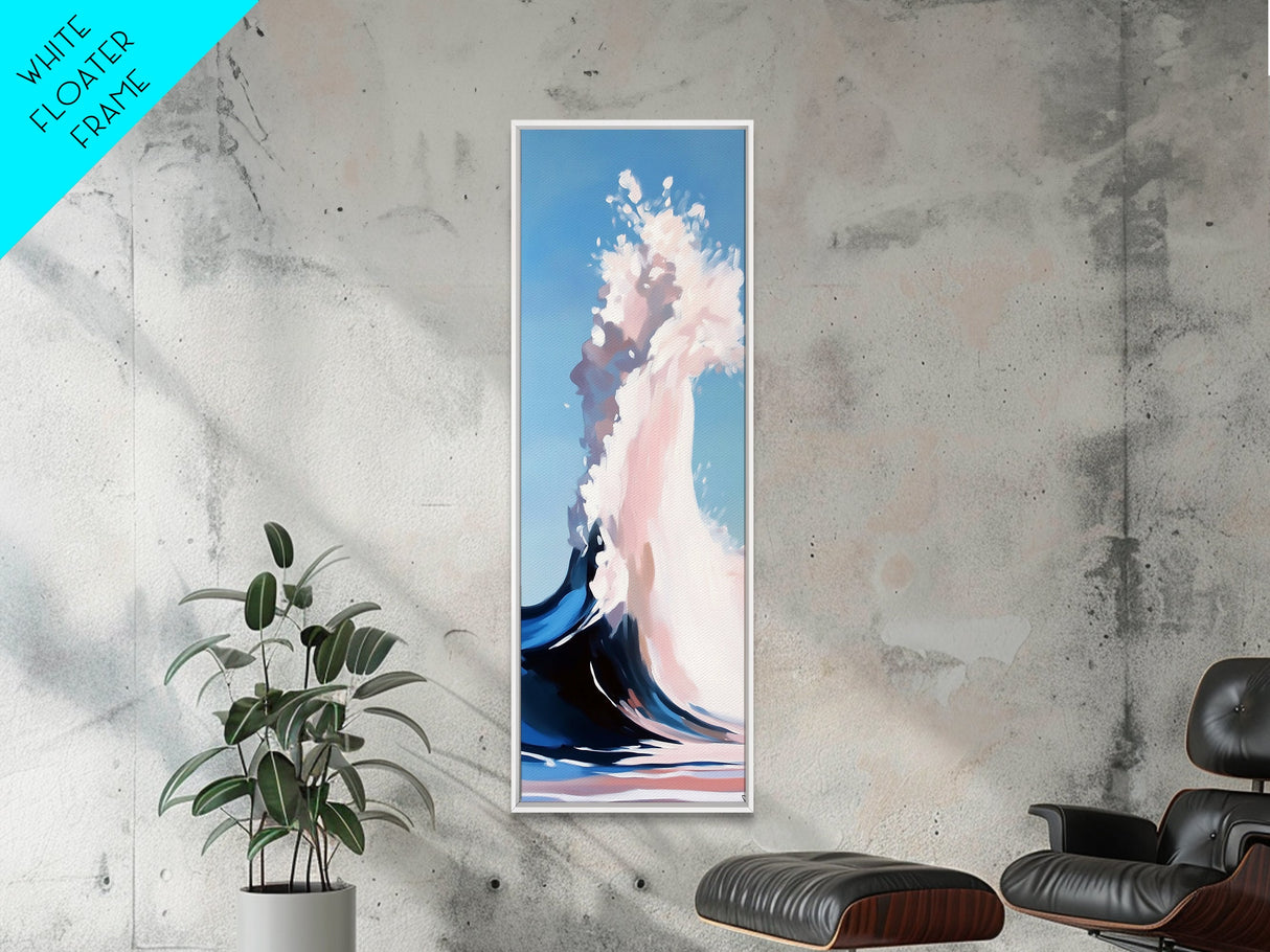 Surreal Wave Art, Blue Ocean Decor, Nature Aesthetic, Framed Canvas Print, Modern Coastal Print, Seaside Room Decor, Nautical Wall Art