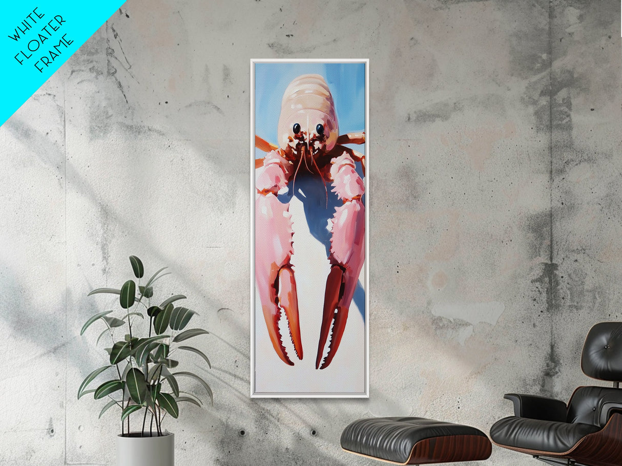 Quirky Crustacean Art, Bold Seafood Print, Coastal Decor, Framed Canvas Print, Playful Ocean Aesthetic, Kitchen Wall Art, Nautical