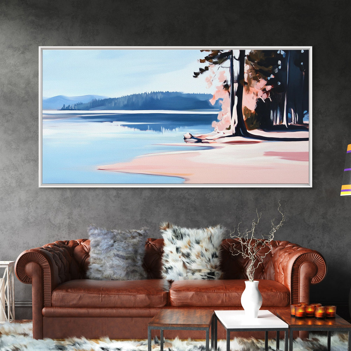 Sandy Shore, Coastal Landscape, Ocean Serenity, Nature Wall Art, Beach Vibes, Nautical Home, Modern Abstract, Framed Canvas Print