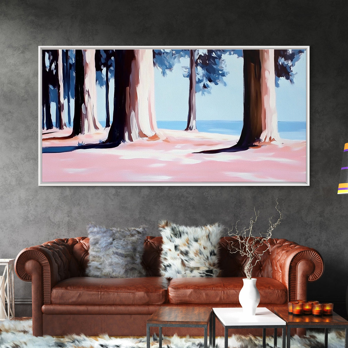 Pine Forest, Tranquil Landscape Art, Nature Inspired Print, Coastal Trees, Earthy Tones, Modern Wilderness Decor, Canvas Print