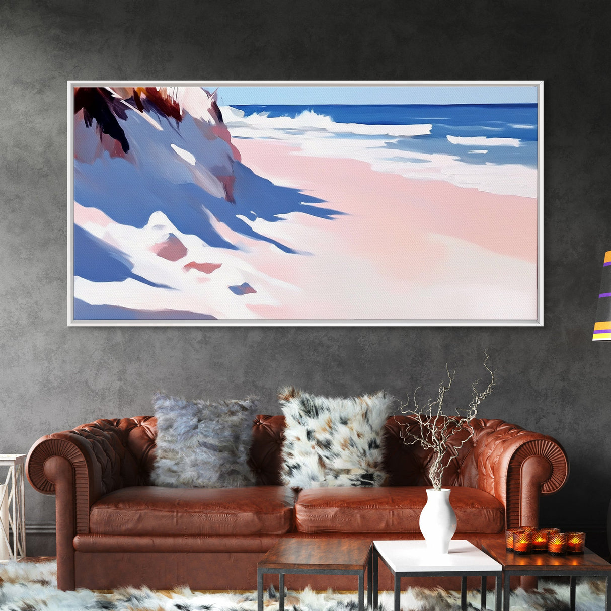 Ocean Waves, Coastal, Abstract, Canvas Print, Beach Wall Art, Living Room Decor, Modern Seascape, Blue and White, Nautical Theme