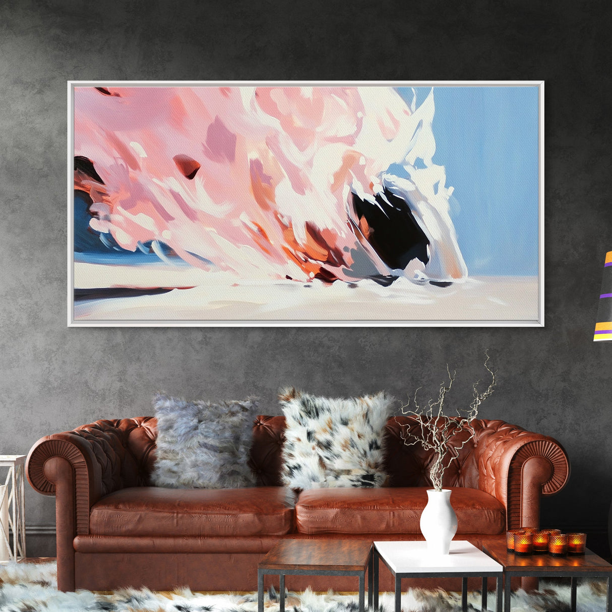 Pink Wave, Ocean Art, Abstract, Canvas Print, Coastal Wall Decor, Surreal Seascape, Beach House Accent, Modern Minimalist Style
