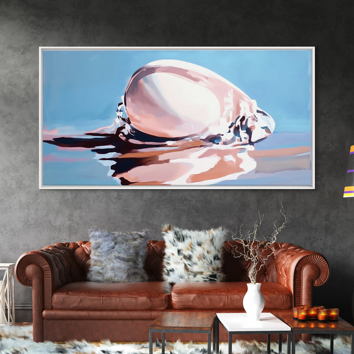 Sea Shell, Coastal Art, Beach House Wall Decor, Canvas Print, Nautical Painting, Minimalist Seaside Art, Bedroom Wall Decor