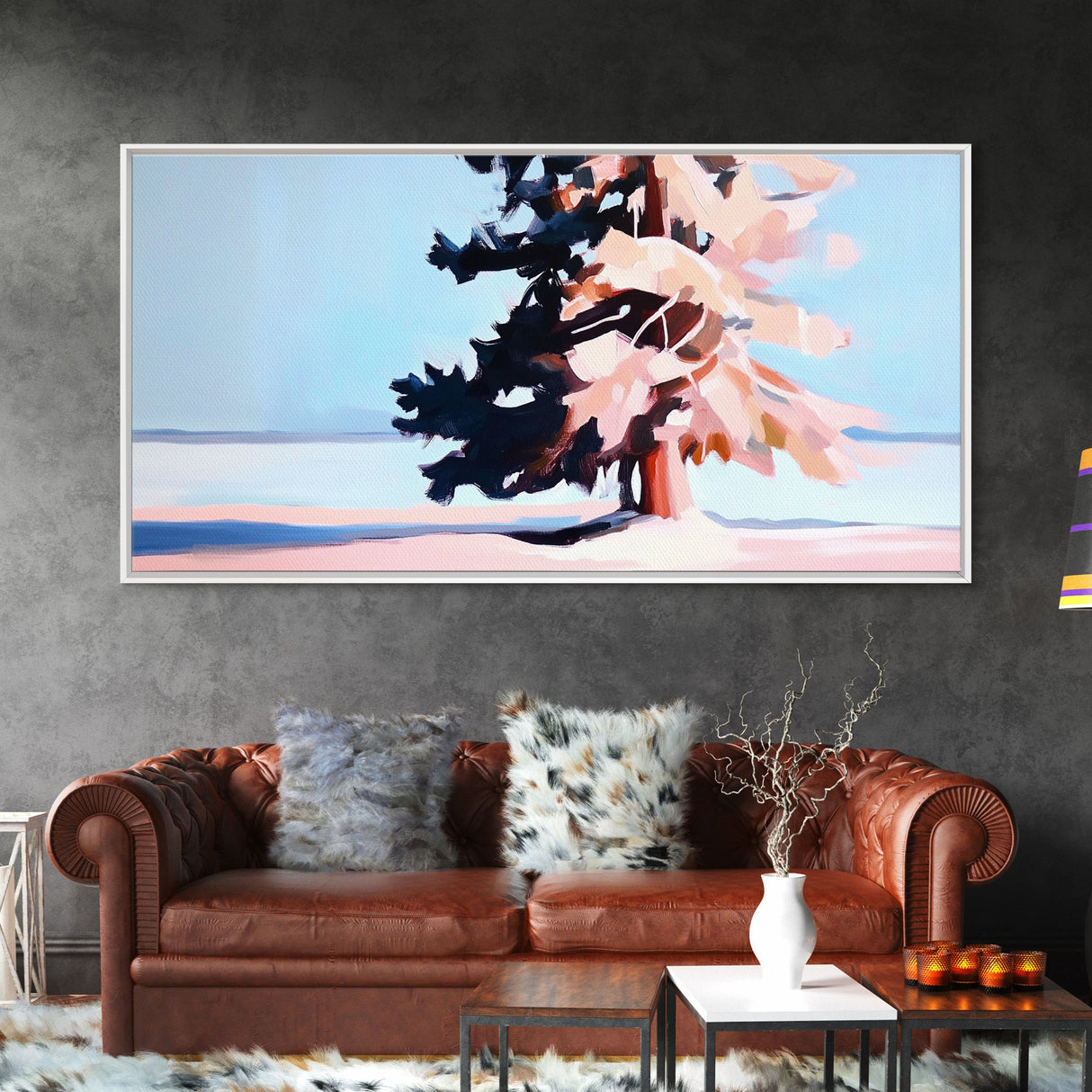 Winter Tree, Snowy Landscape, Framed Canvas Print, Minimalist Nature Art, Serene Wall Decor, Cozy Winter Aesthetic, Modern Wall Art