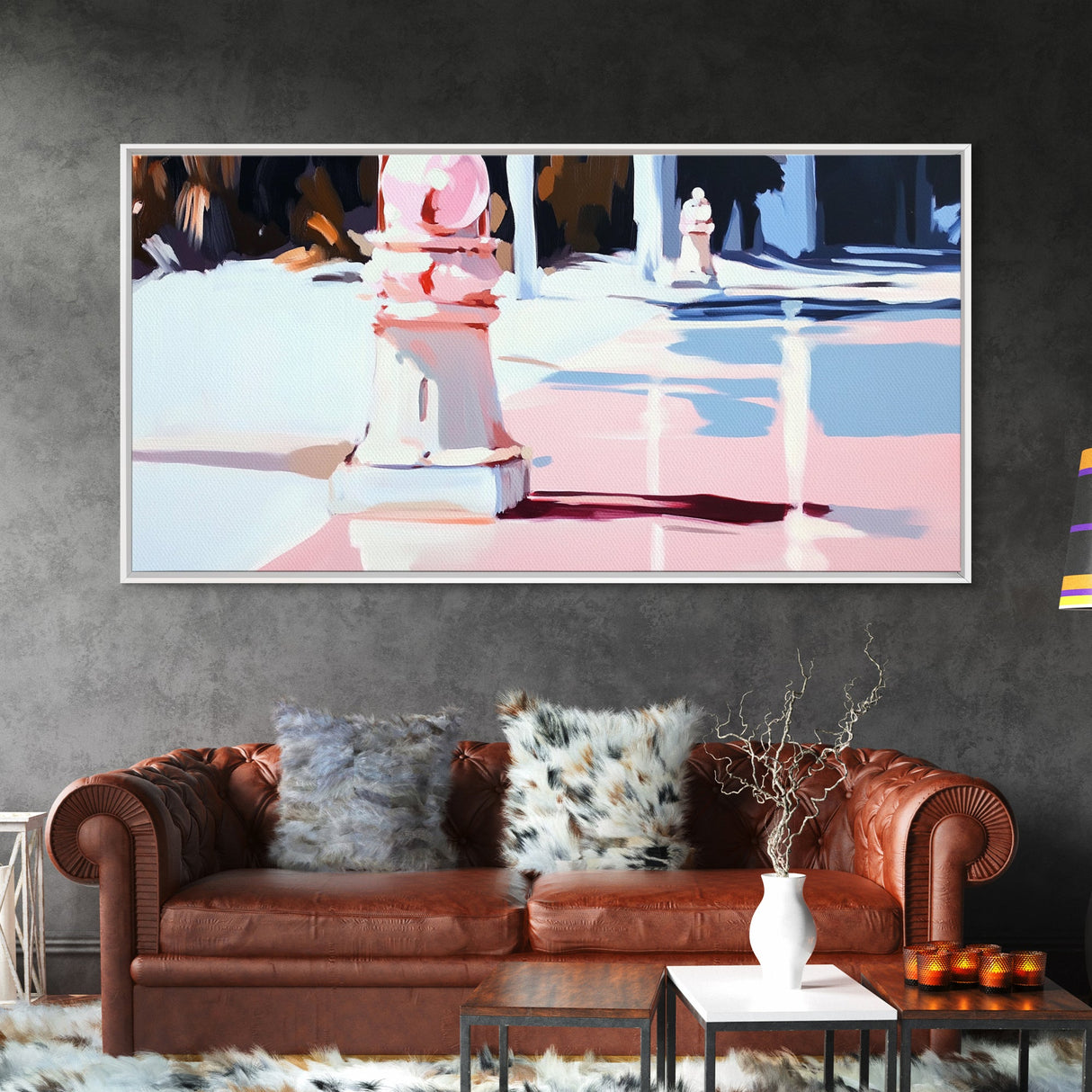 Garden Walk, Architectural Art, Framed Canvas Print, Elegant Wall Decor, Soft Pastel Painting, Modern Aesthetic, Classical Outdoor Scene