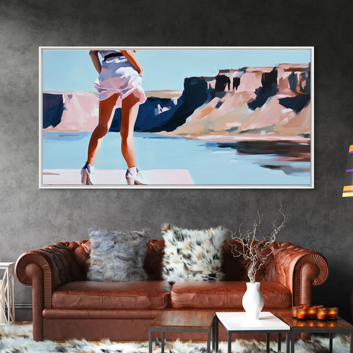 Desert Hike, Canyon View, Travel Photography Art, Adventure Aesthetic, Wanderlust Inspired Decor, Modern Boho Style, Framed Canvas Print