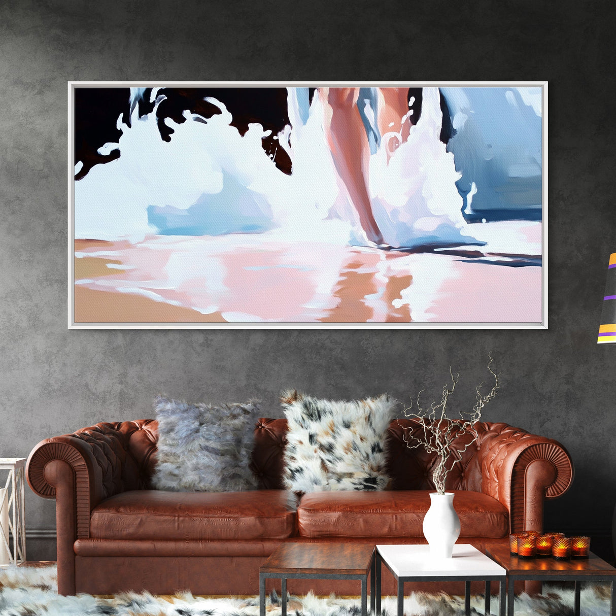 Splashing Waves, Water Reflections, Summer Art, Canvas Print, Beach Wall Decor, Coastal Home Art, Living Room Painting, Blue Seascape