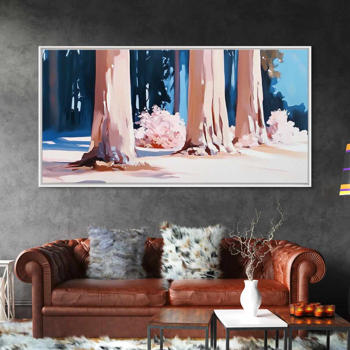 Sunset Forest, Golden Hour, Serene Nature, Canvas Print, Fall Wall Decor, Living Room Painting, Tranquil Art, Minimalist Woodland Art