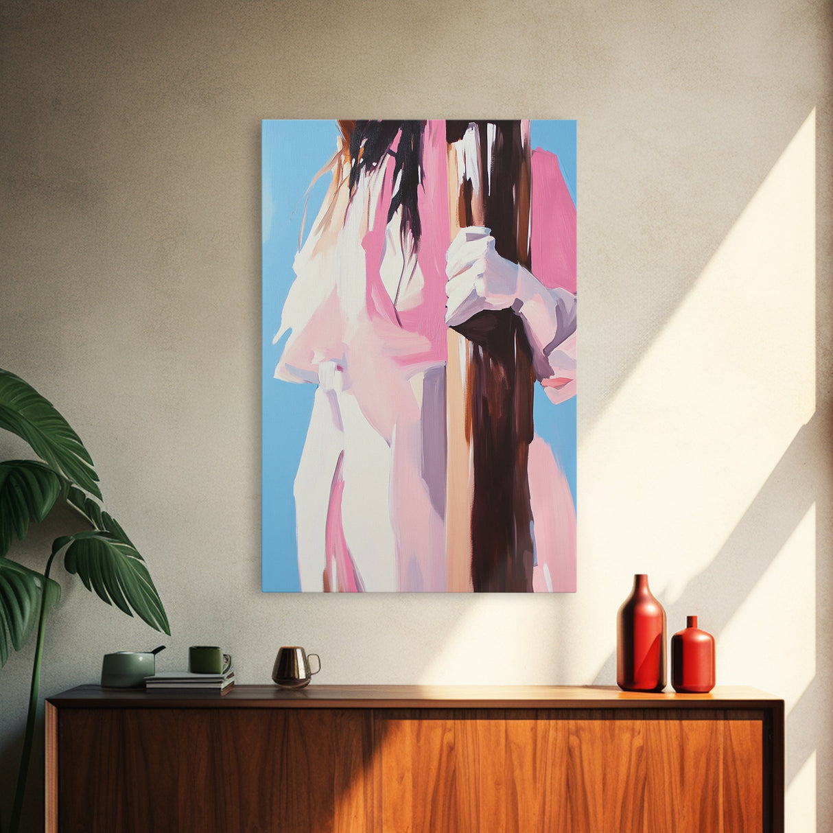 Woman Holding Tree, Abstract Portrait, Canvas Print, Feminine Art, Modern Wall Decor, Minimalist Wall Art, Aesthetic Painting