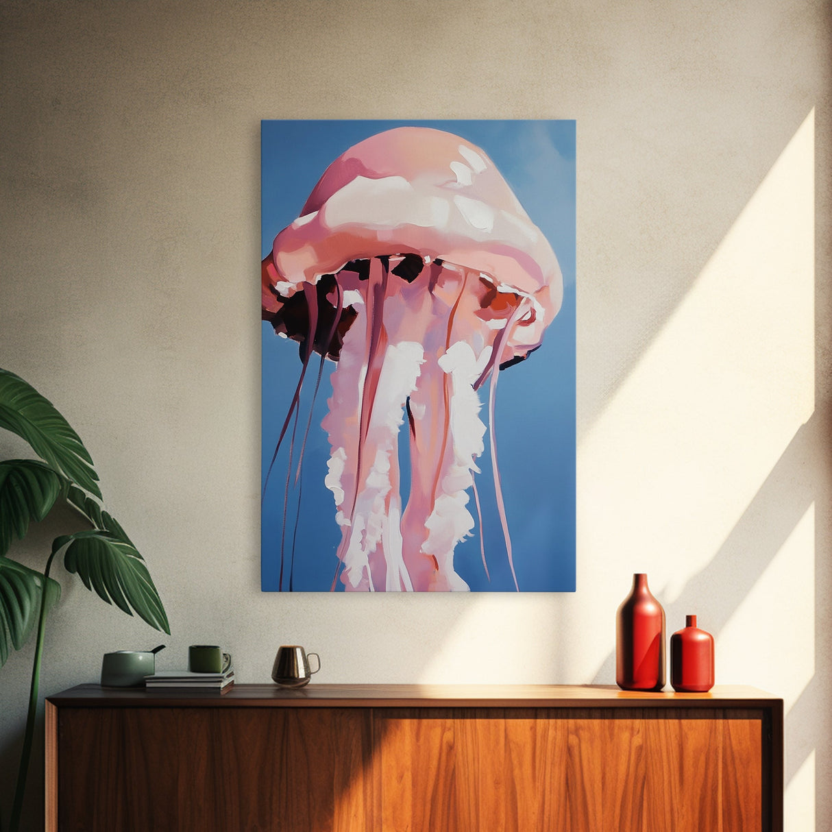 Jellyfish, Ocean Art, Coastal Wall Decor, Nautical Theme, Sea Life Painting, Beach House Art, Minimalist Art, Canvas Print