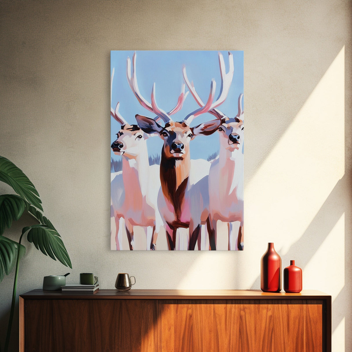 Majestic Deer, Wildlife Wall Art, Rustic Lodge Decor, Cabin Aesthetic, Fall Art, Nature Inspired, Framed Canvas Print, Animal Painting