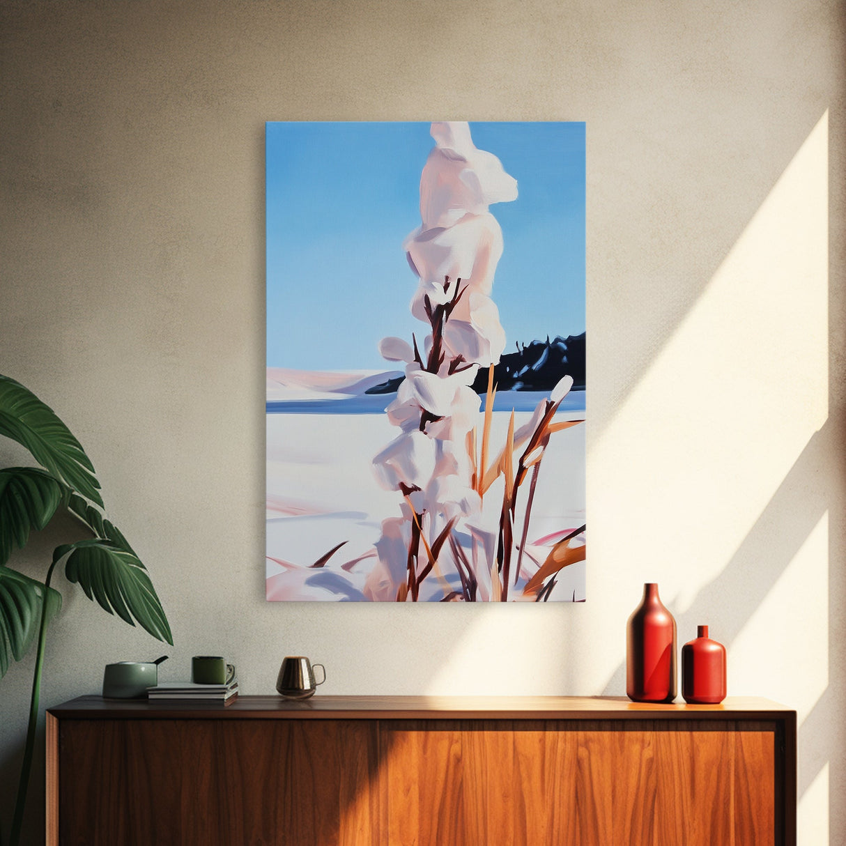 Snowy Nature, Winter Landscape, Mountain Art, Framed Canvas Print, Modern Home Decor, Serene Scenic Painting, Living Room Wall Art