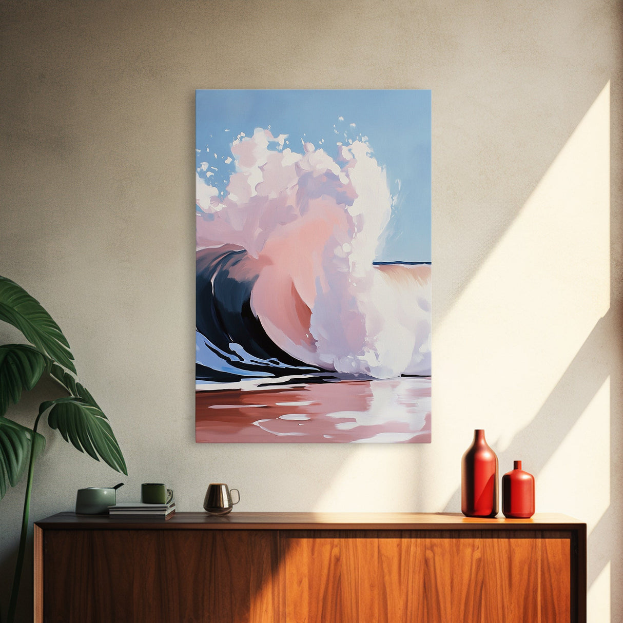 Ocean Wave, Coastal Wall Art, Nautical Print, Surfer Aesthetic, Beach House Decor, Canvas Print, Living Room Art, Pastel Seascape