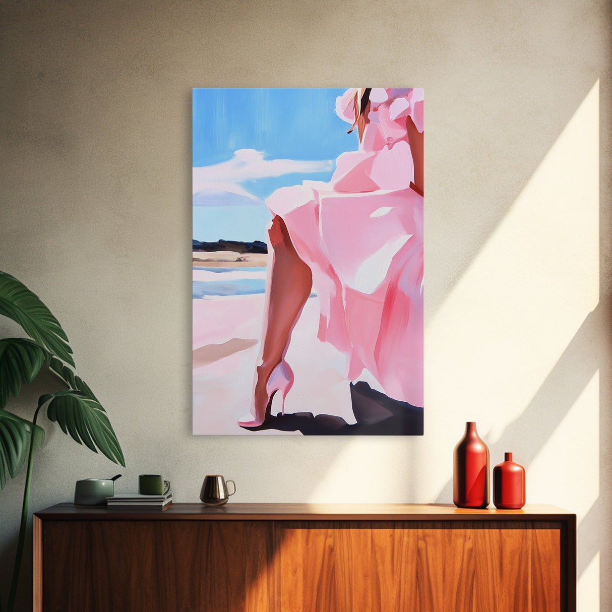 Elegant Dress, Fashion Wall Art, Feminine Aesthetic, Chic Decor, Stylish Woman, Soft Pastels, Modern Minimalist, Canvas Print