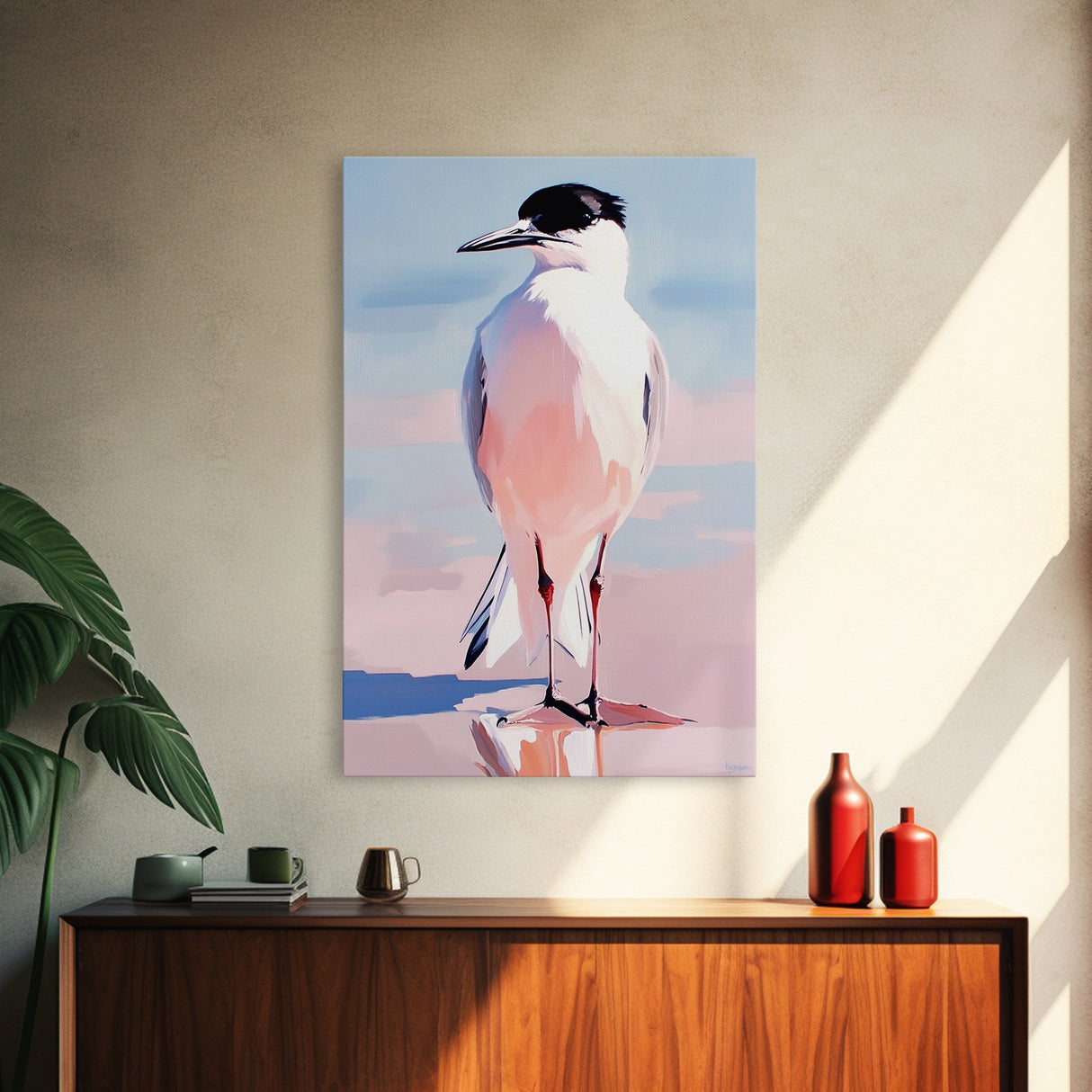 Seabird, Coastal Wildlife Art, Framed Canvas Print, Beach House Wall Decor, Nature Painting, Modern Home Aesthetic, Ocean Inspired