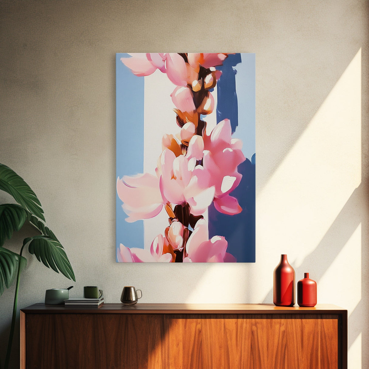 Sunlit Blossoms, Soft Pastel, Romantic Floral Art, Feminine Wall Decor, Modern Botanical Painting, Bedroom Wall Art, Canvas Print