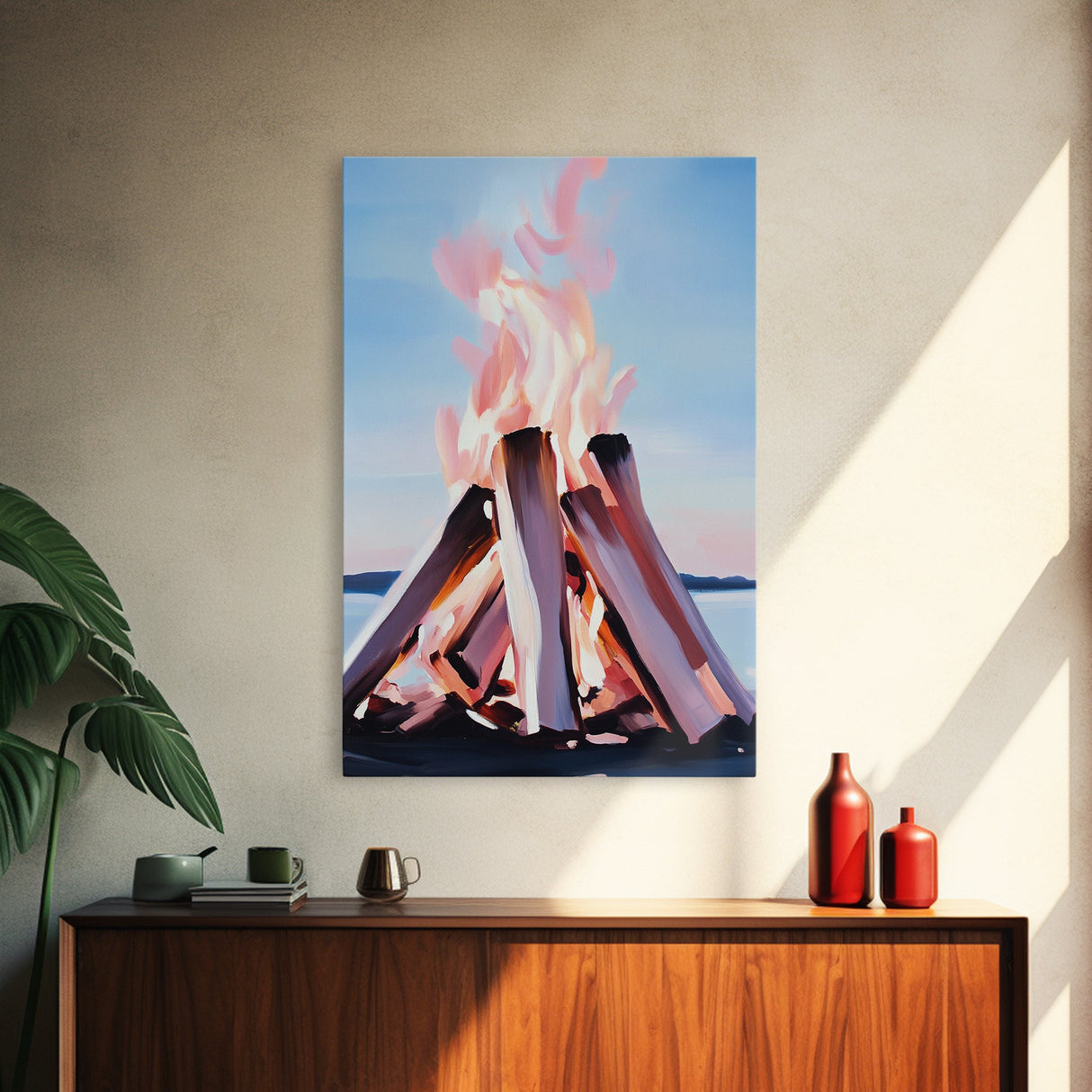 Firelight, Outdoor Glow, Evening Warmth, Canvas Print, Rustic Cabin Art, Cozy Ambiance, Living Room Decor, Autumn Vibes, Bonfire Scene
