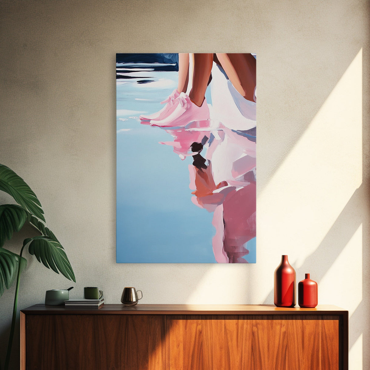 Pink Reflection, Modern Wall Art, Minimalist Decor, Aesthetic Print, Abstract Painting, Framed Canvas Print, Boho Bedroom Art, Gift