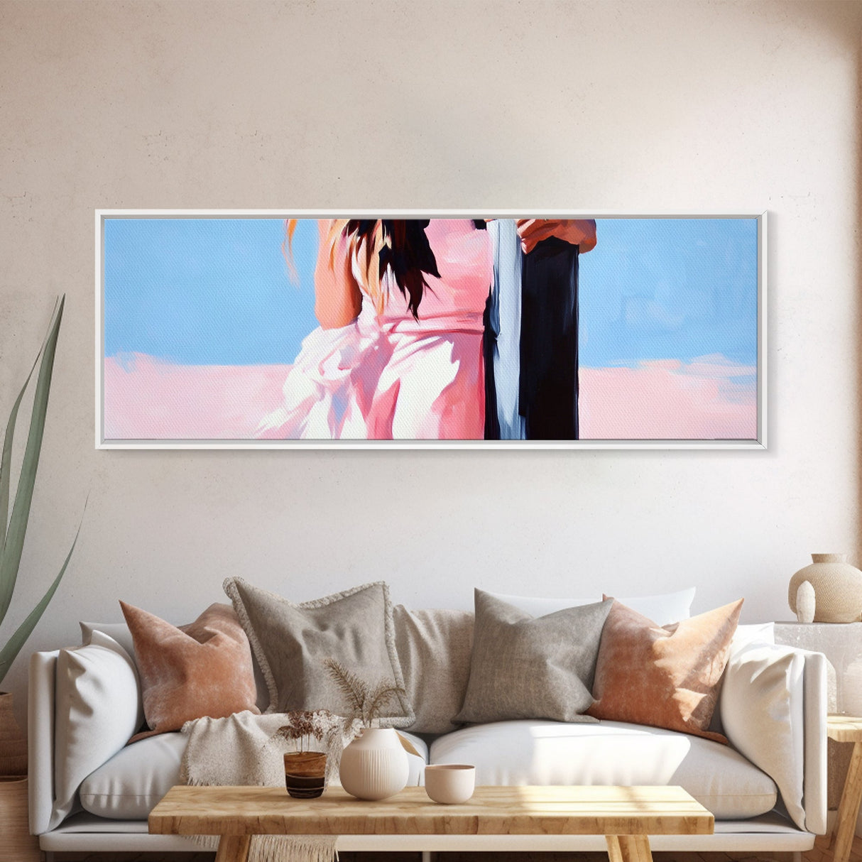 Pink Dress, Soft Pastels, Framed Canvas Print, Feminine Wall Art, Elegant Home Decor, Dreamy Bedroom Aesthetic, Modern Minimalist