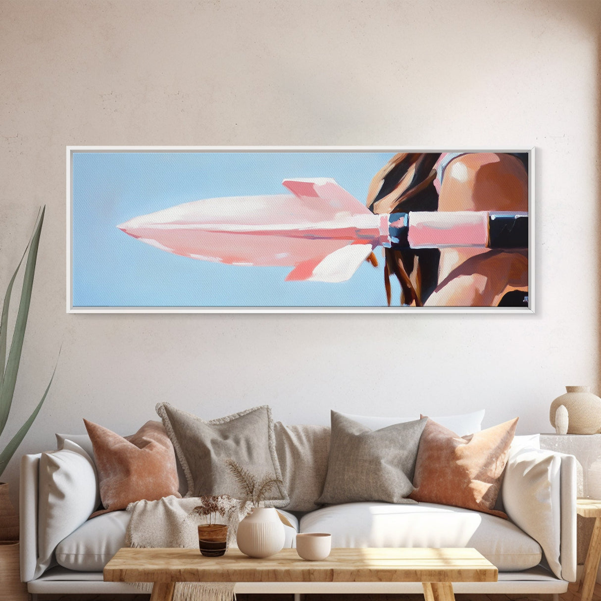 Pink Rocket, Retro Futurism, Pop Art Aesthetic, Mid-Century Modern Wall Art, Playful Home Design, Bold Statement Art, Canvas Print