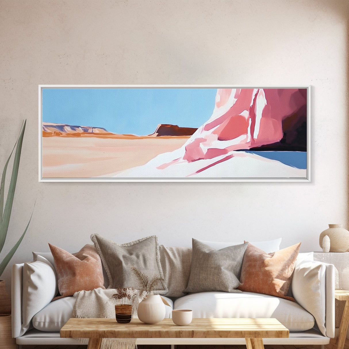 Desert Landscape, Modern Art, Living Room Wall Art, Framed Canvas Print, Minimalist Artwork, Neutral Decor, Southwest Wall Decor