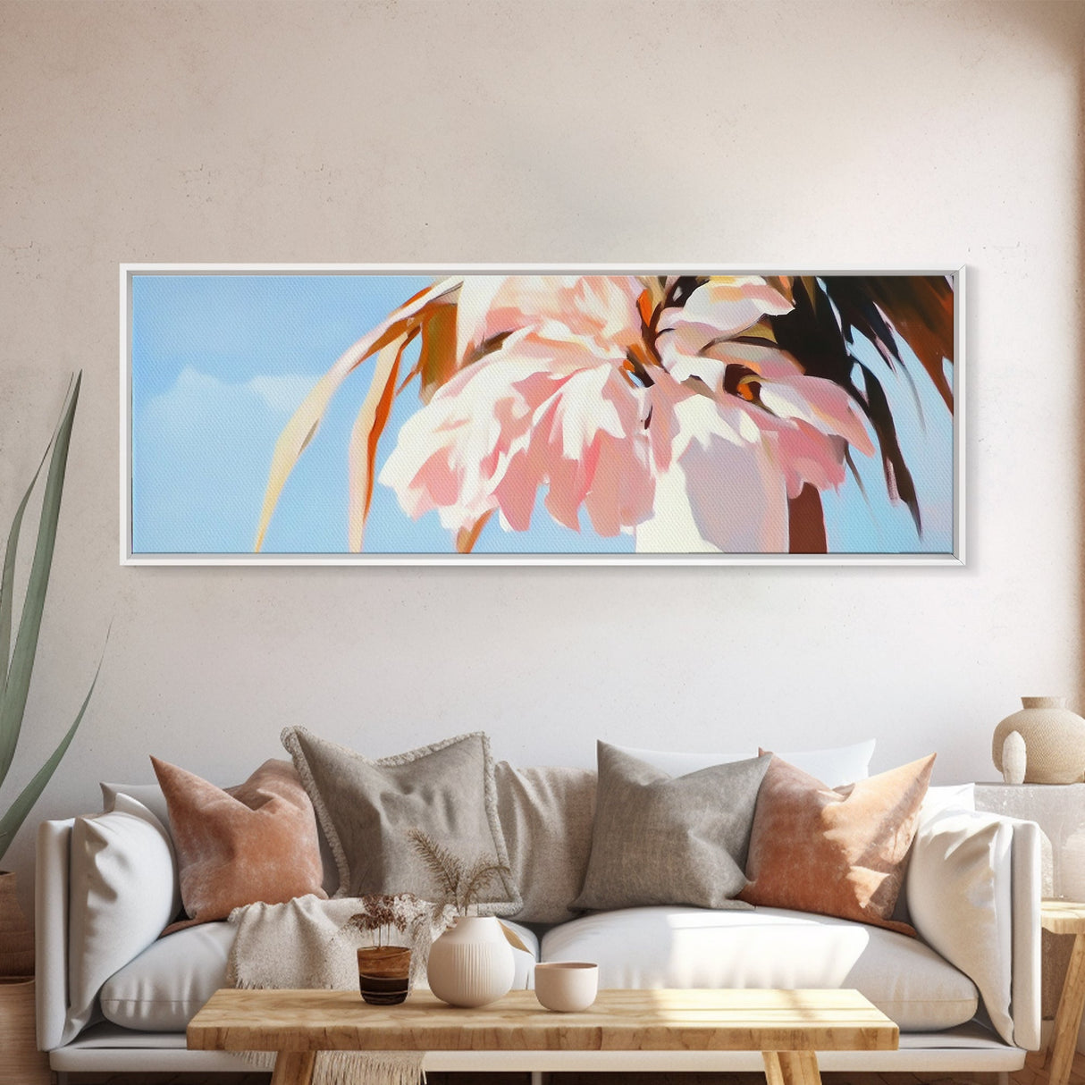 Palm Tree, Tropical, Sunset, Canvas Print, Coastal Wall Art, Beach Aesthetic, Summer Decor, Minimalist Art, Living Room Artwork