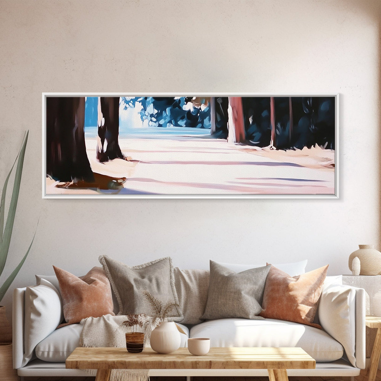 Serene Forest Path, Autumn Trees, Landscape Painting, Framed Canvas Print, Rustic Wall Art, Cozy Home Decor, Entryway Artwork, Nature