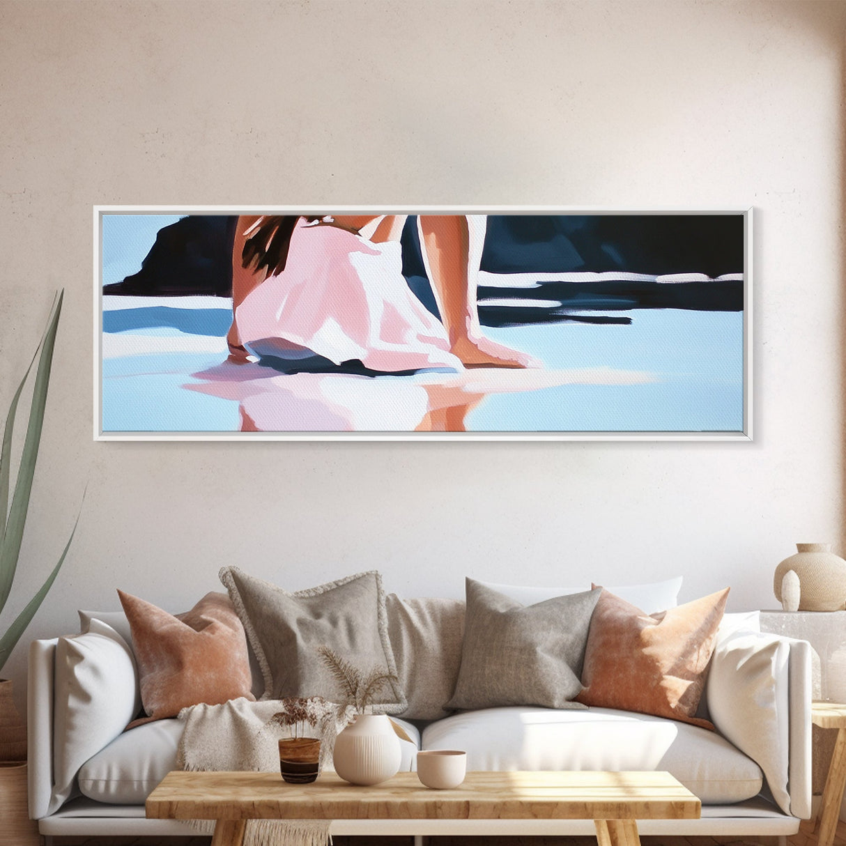 Reflections, Beach Walk, Minimalist Art, Framed Canvas Print, Modern Wall Art, Relaxing Decor, Contemporary Home, Living Room Artwork