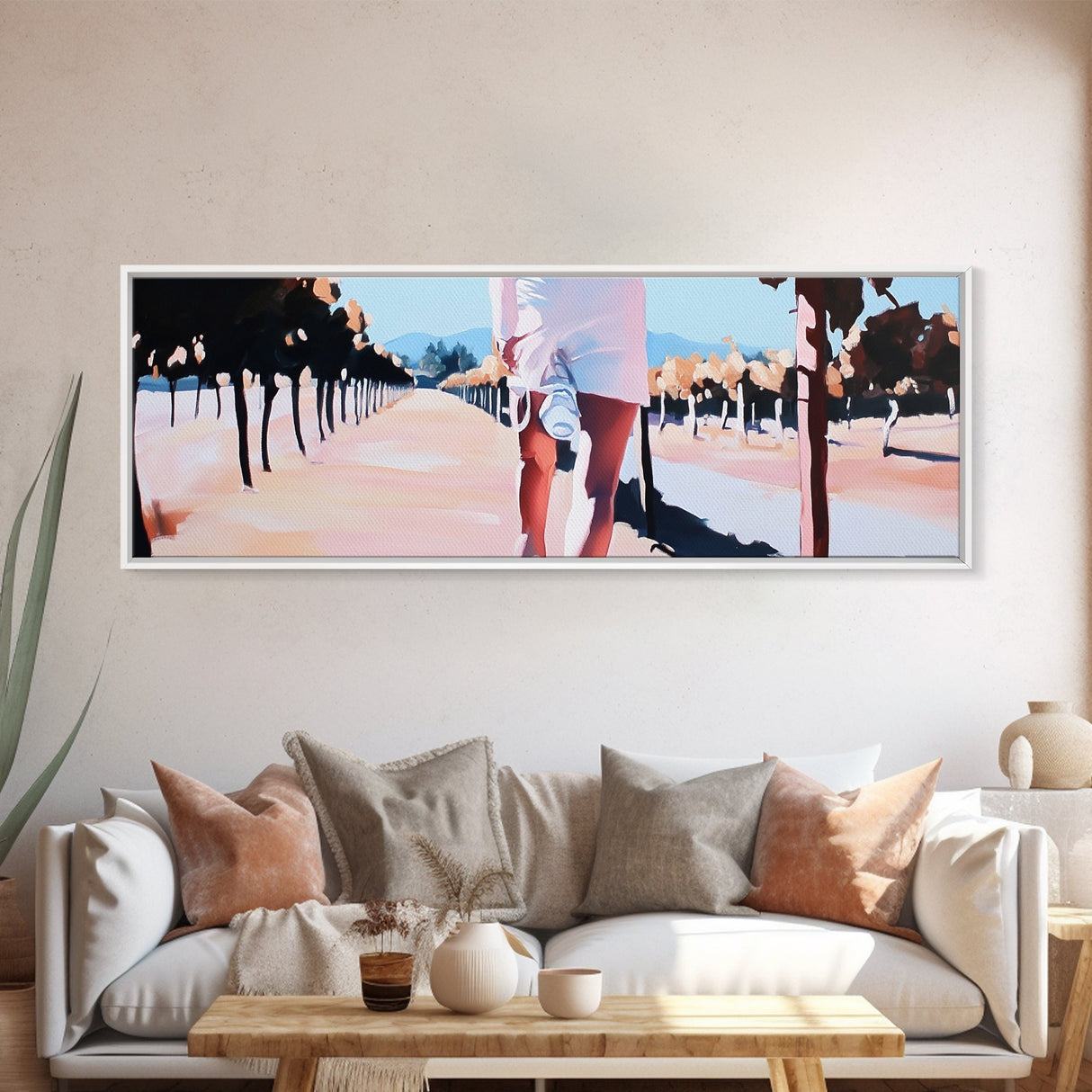 Vineyard Stroll, Summer Fields, Countryside Art, Framed Canvas Print, Warm Home Decor, Rustic Wall Art, Elegant Landscape, Entryway