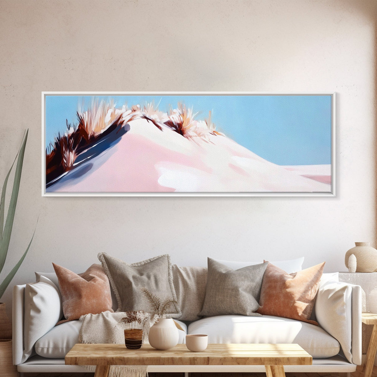 Dune Grass, Beach Landscape, Coastal Painting, Pastel Sand Art, Minimalist Seascape, Boho Wall Decor, Living Room Art, Canvas Print