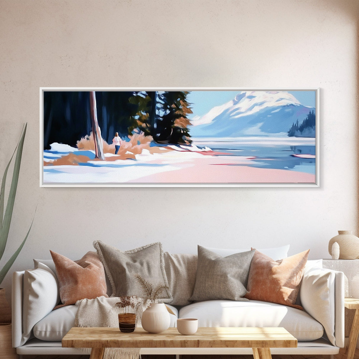 Forest Walk, Snowy Trail, Nature Scene, Canvas Print, Minimalist Landscape, Mountain Adventure, Winter Wall Art, Living Room Decor