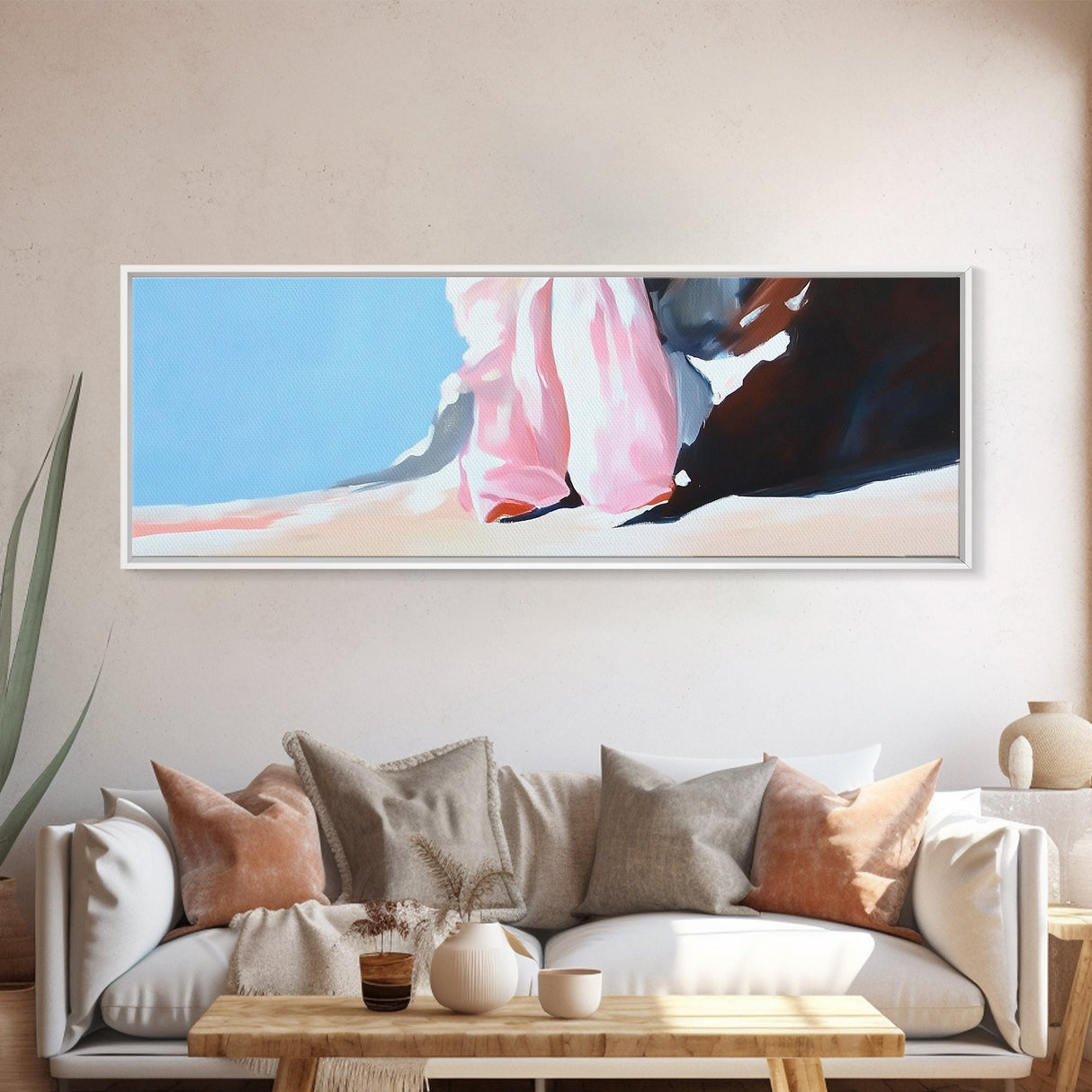 Sunset Shoreline Art, Warm Beach Scene, Tranquil Coastal Print, Ocean View Painting, Large Canvas Print, Serene Wall Decor, Living Room Art