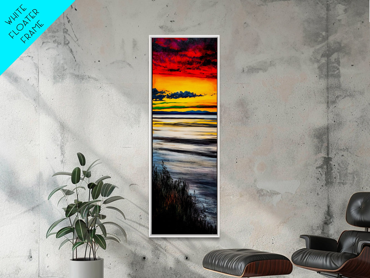 Vibrant Sunset, Coastal Scene, Ocean View, Canvas Print, Beach House Wall Art, Warm Tones, Living Room Decor, Abstract Nature Art