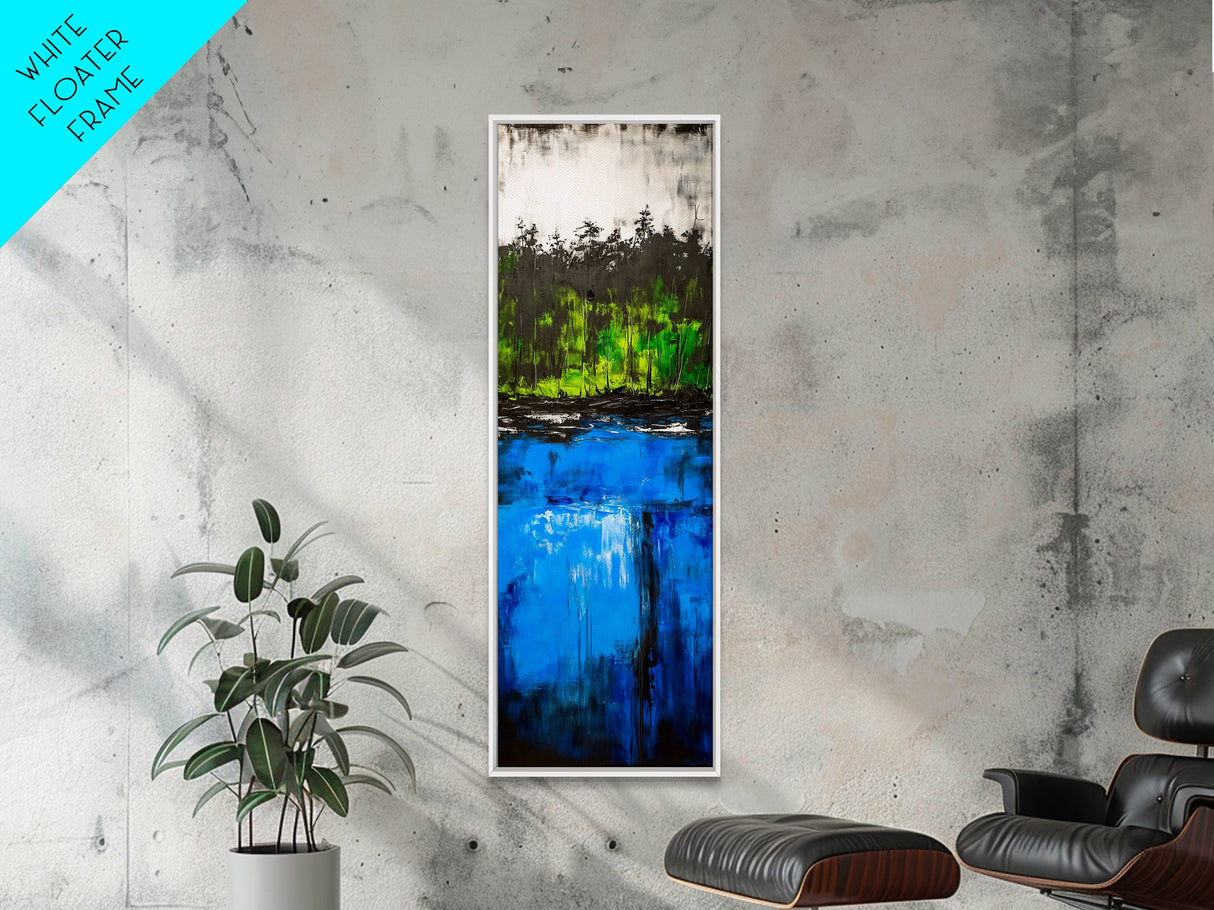 Forest Reflection, Abstract Lake Scene, Blue Green Water Art, Serene Nature Aesthetic, Unique Home Accent, Canvas Print