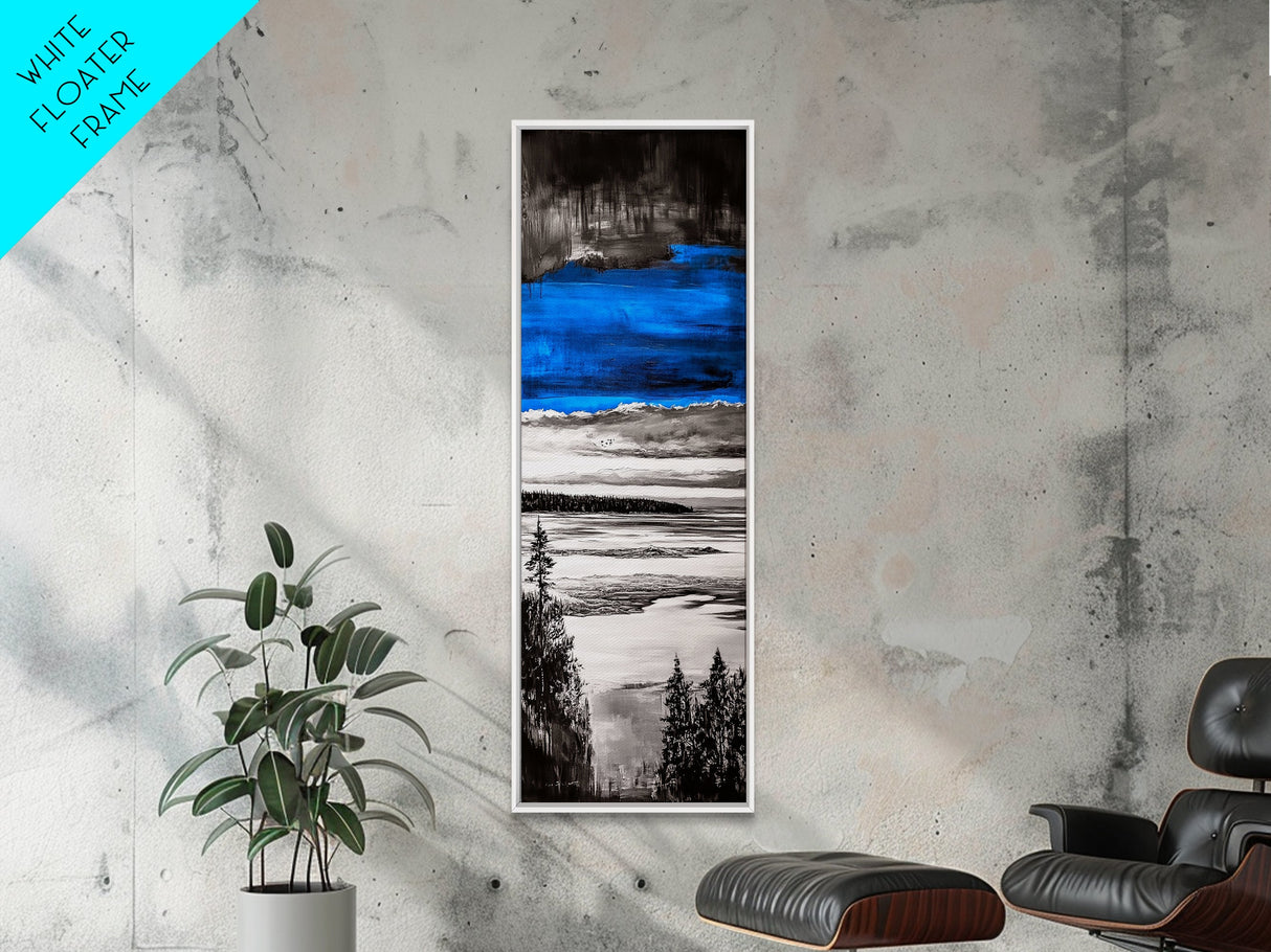 Abstract Seascape, Blue Black Wall Art, Coastal Canvas Print, Living Room Artwork, Ocean Decor, Large Modern Art, Contemporary Print