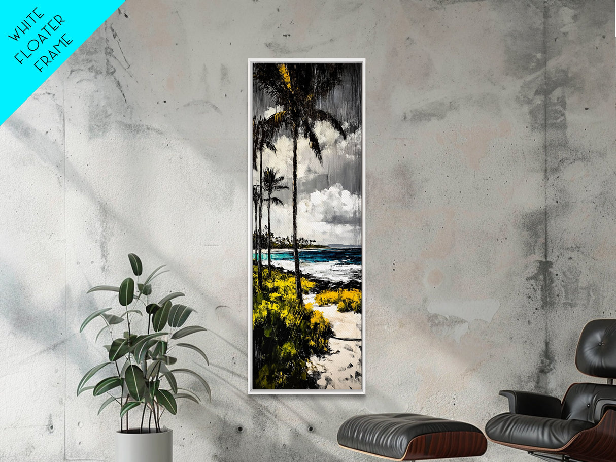 Tropical Beach, Palm Tree, Ocean View, Coastal Wall Art, Canvas Print, Beach House Decor, Modern Wall Art, Living Room Art