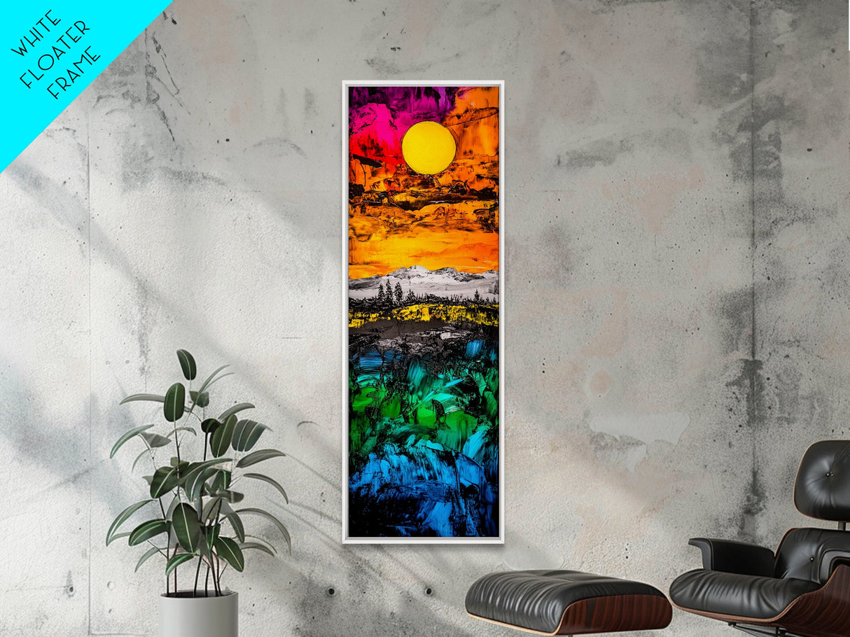 Vibrant Sunset, Landscape Art, Colorful Art, Nature Scene, Framed Canvas Print, Living Room Wall Art, Modern Home Decor, Autumn Wall Art