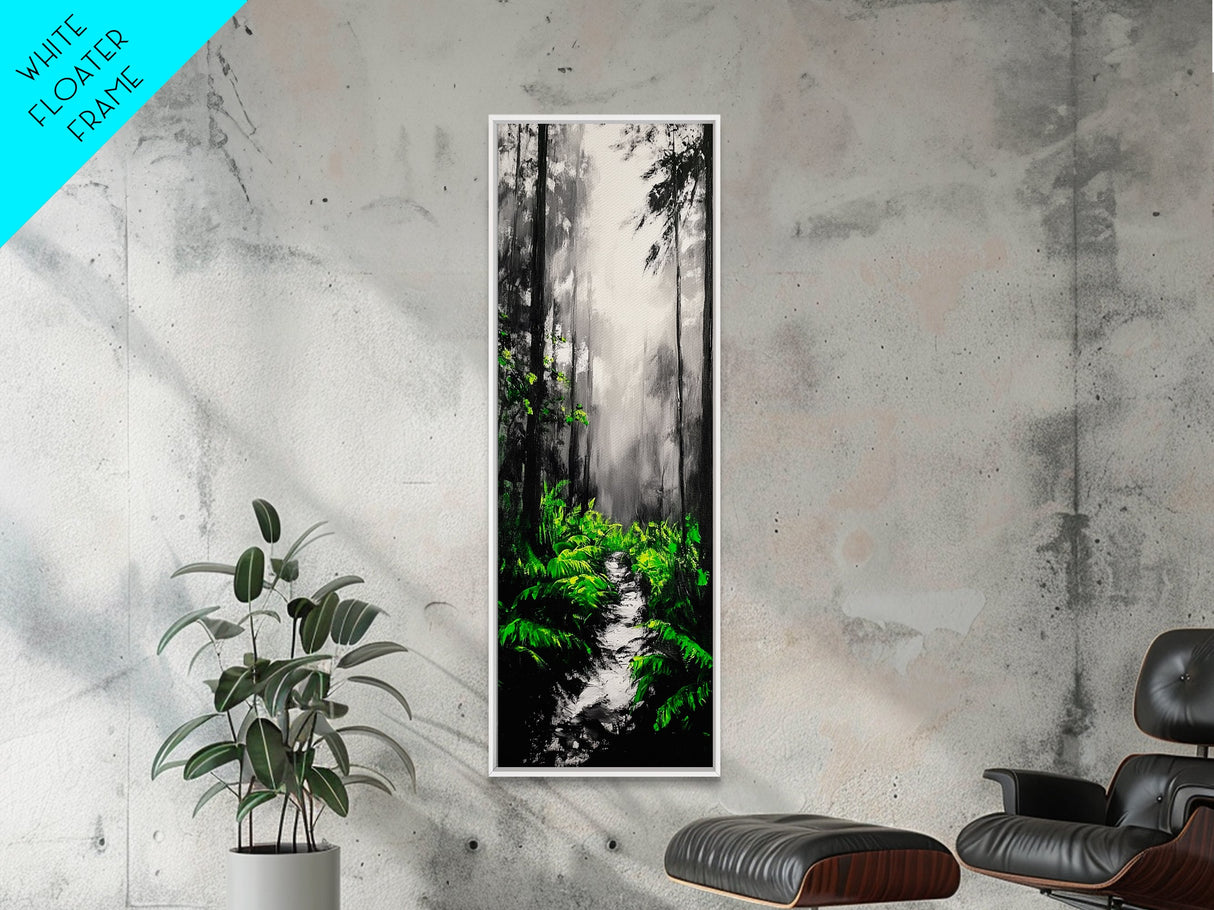 Misty Forest, Green Ferns, Moody Nature, Dark Aesthetic, Wall Decor, Canvas Print, Living Room Art, Modern Minimalist Artwork