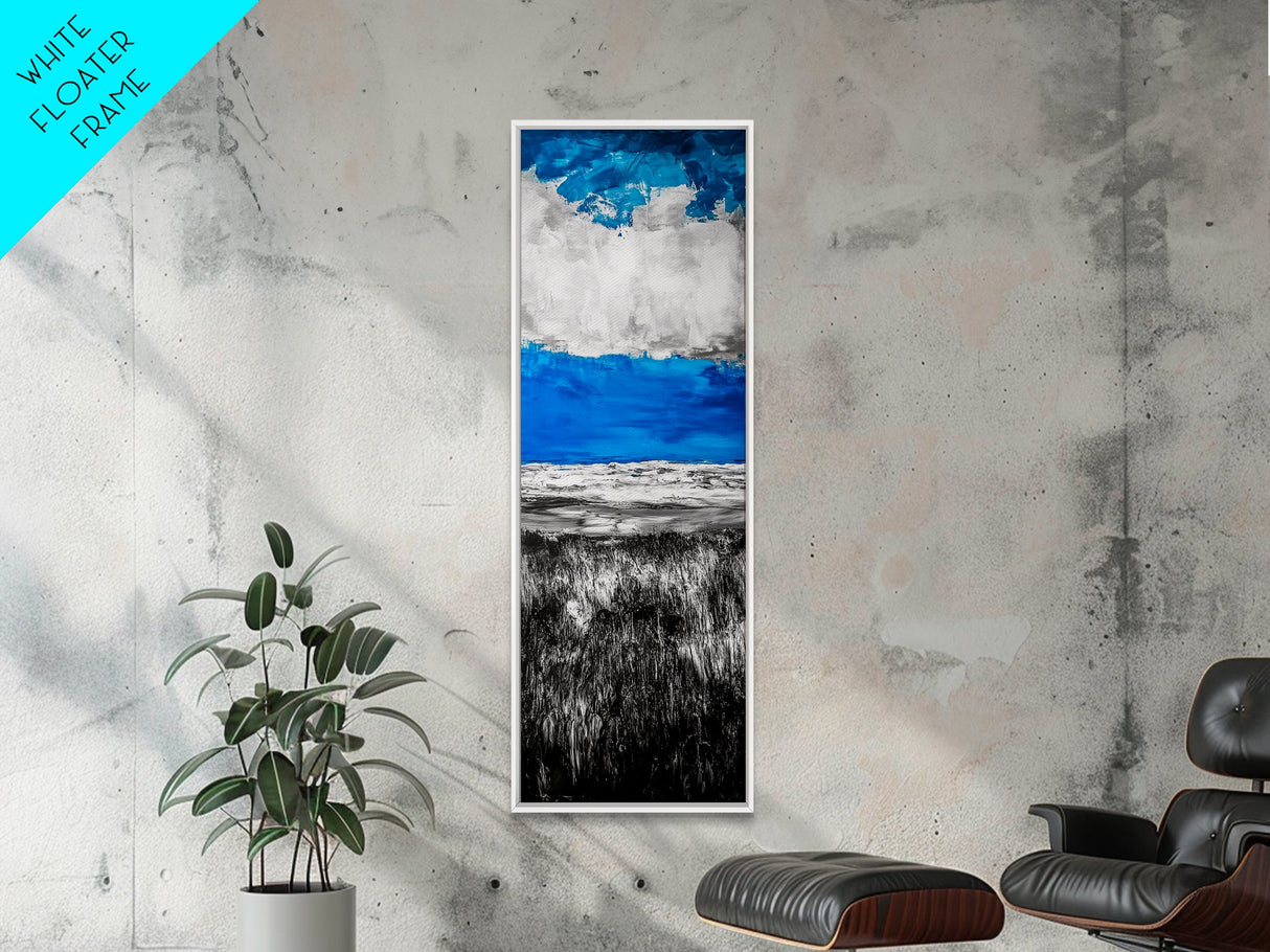 Ocean Horizon, Blue and White Seascape Painting, Coastal Wall Art, Modern Minimalist Decor, Living Room or Office Art, Canvas Print
