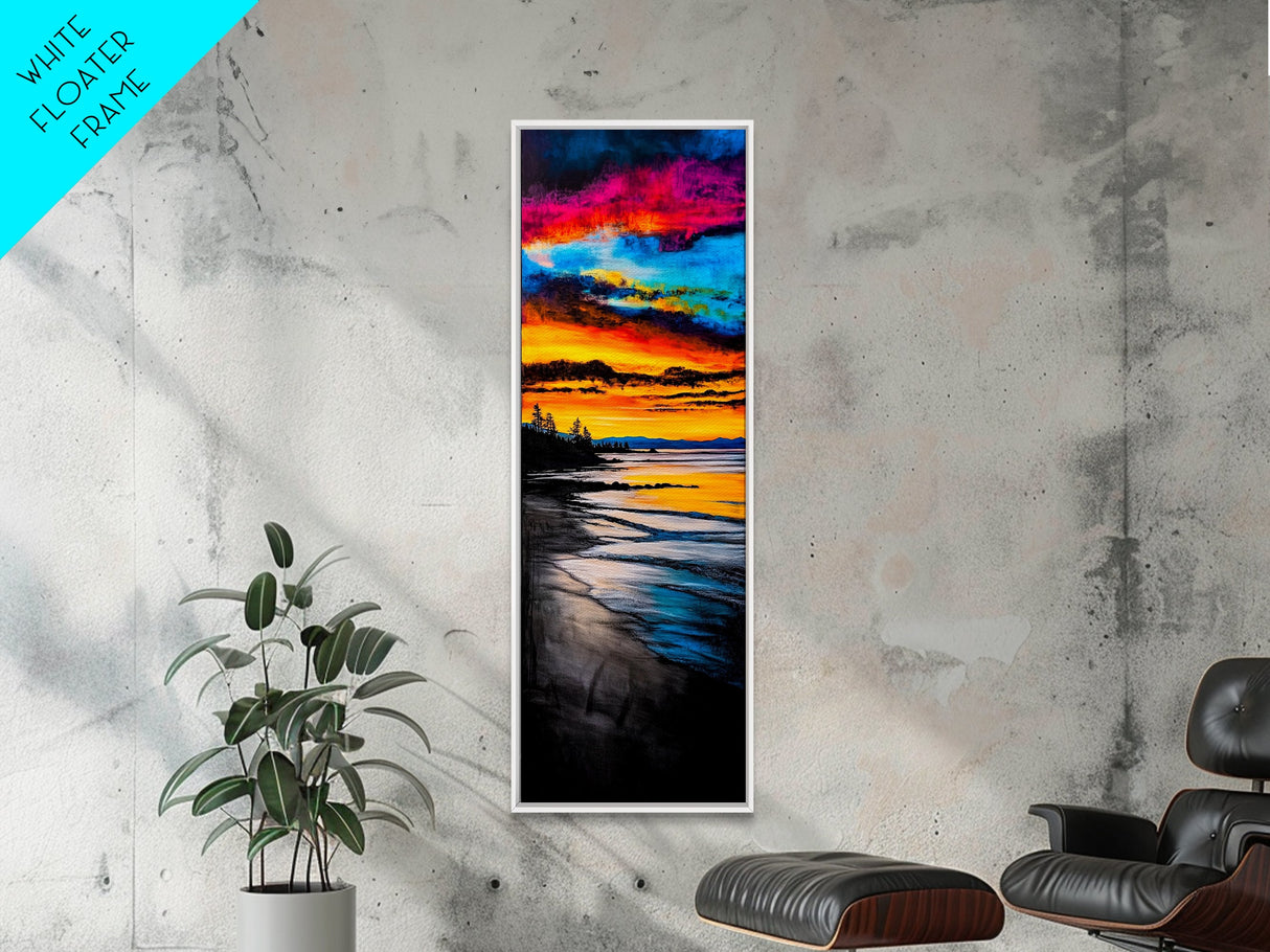 Colorful, Sunset, Reflection, Canvas Print, Ocean View Art, Bright Sunset Painting, Modern Home Decor, Bedroom Wall Art