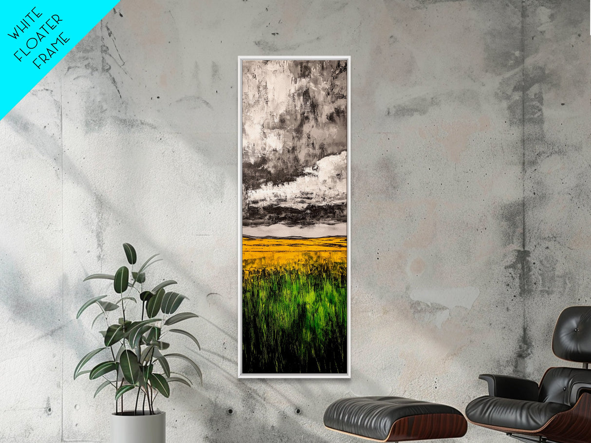 Golden Fields, Dramatic Sky, Green and Yellow, Canvas Print, Rustic Farmhouse Wall Art, Autumn Landscape Decor, Dining Room Art