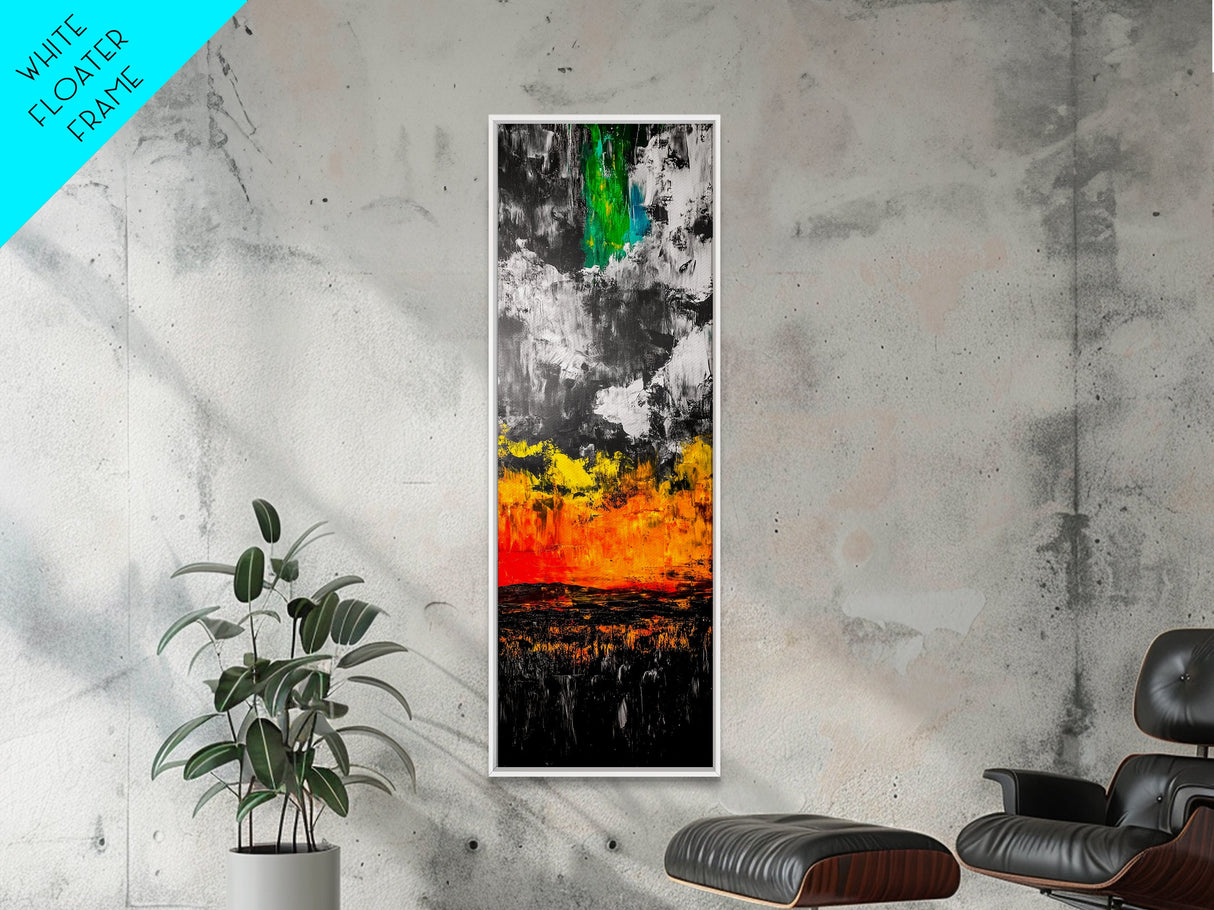 Fiery Sunset, Bold Abstract Art, Expressionist Painting, Colorful Landscape, Framed Canvas Print, Office Wall Art, Autumn Wall Decor