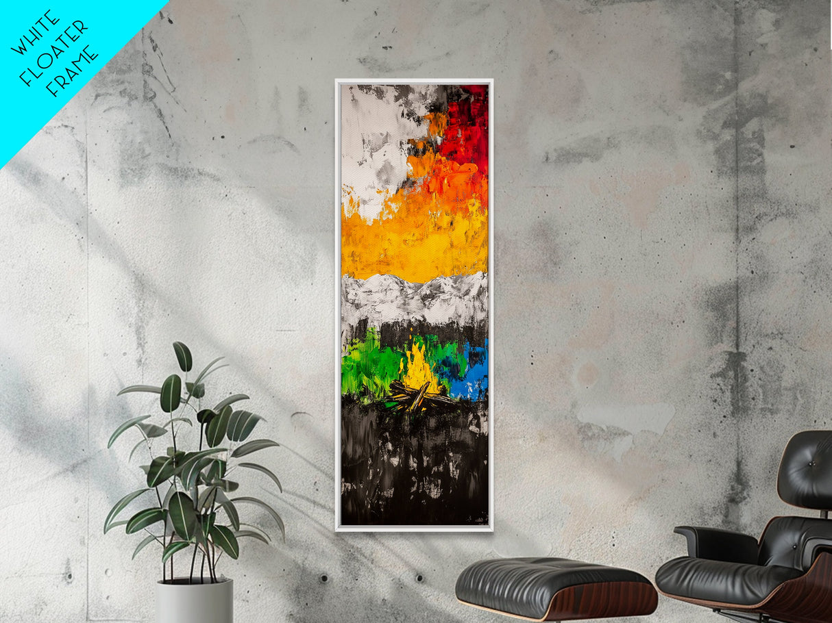 Campfire Glow, Fall Art, Rustic Nature Painting, Canvas Print, Cozy Cabin Decor, Fireplace Artwork, Warm Autumn Wall Art, Adventure Vibes