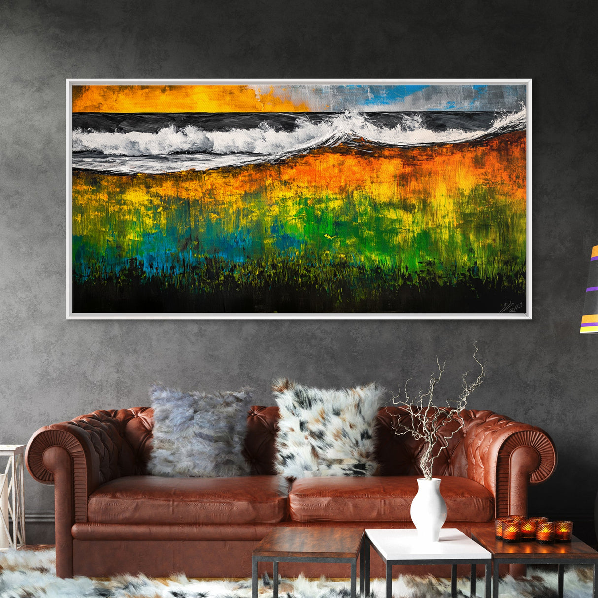 Ocean Waves, Vibrant, Abstract, Seascape, Canvas Print, Beach House Art, Coastal Wall Decor, Summer Decor, Nautical Art, Living Room Art