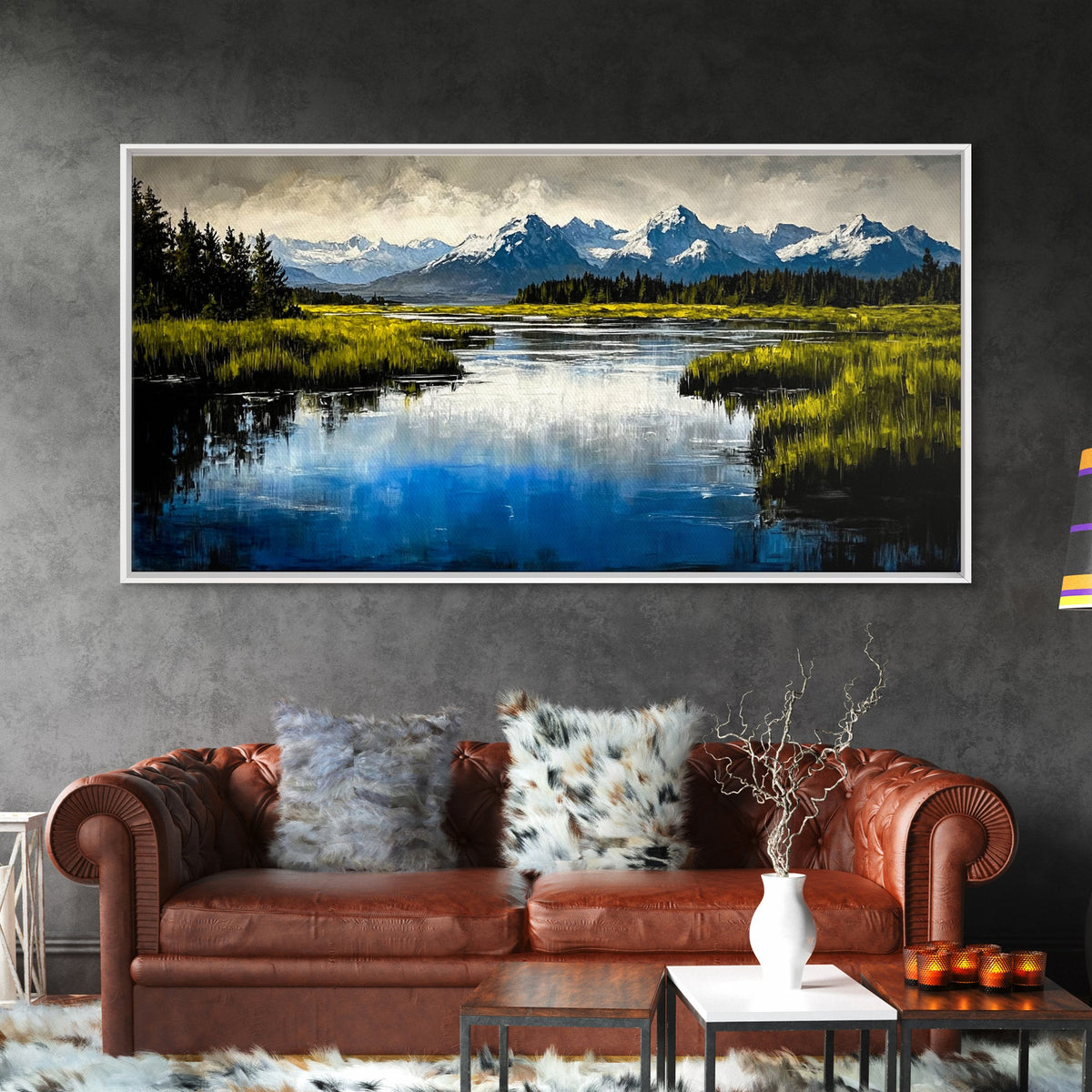 Mountain Reflection, Lake, Landscape, Framed Canvas Print, Nature Wall Art, Rustic Home Decor, Large Wall Art, Cabin Art, Gift Idea