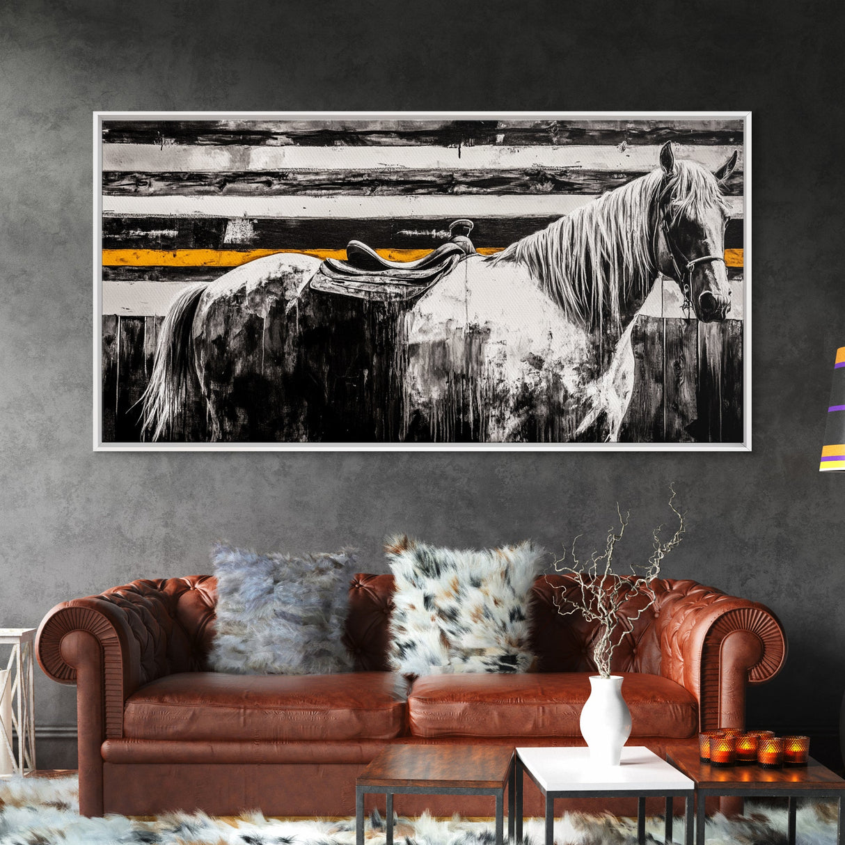Majestic Horse, Western Wall Art, Black and White Canvas Print, Farmhouse Decor, Rustic Equestrian Art, Living Room Statement Piece