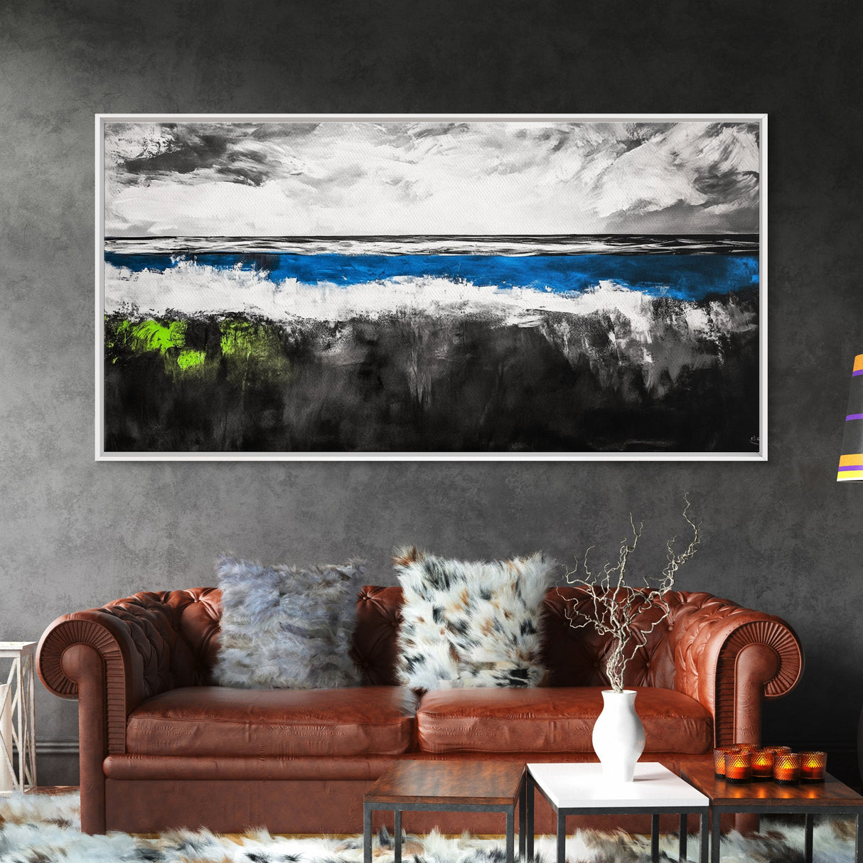 Abstract Ocean, Minimalist Seascape, Modern Coastal Wall Art, Ocean View, Nautical Home Decor, Framed Canvas Print, Beach House Art